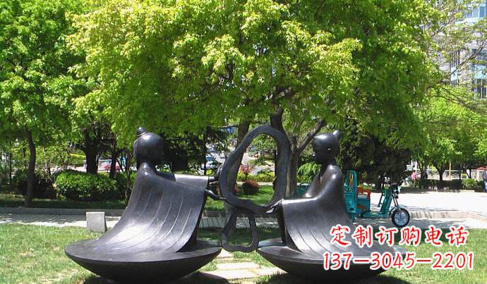广西抽象孔融让梨校园景观铜雕