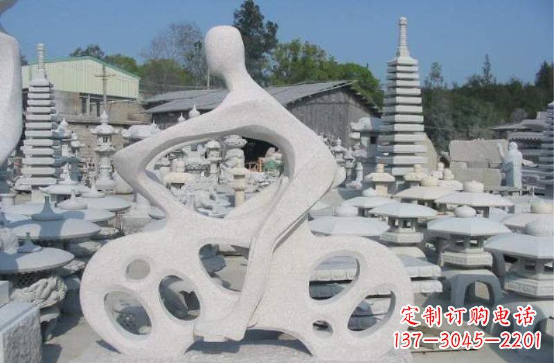 广西抽象骑摩托车人物石雕