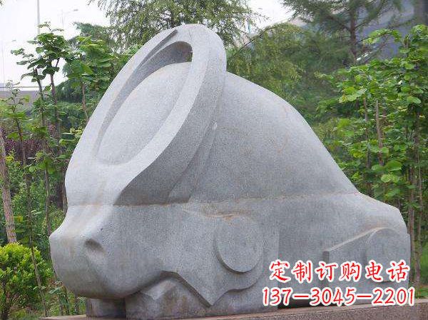 广西抽象石雕牛-抽象生肖牛动物景观雕塑