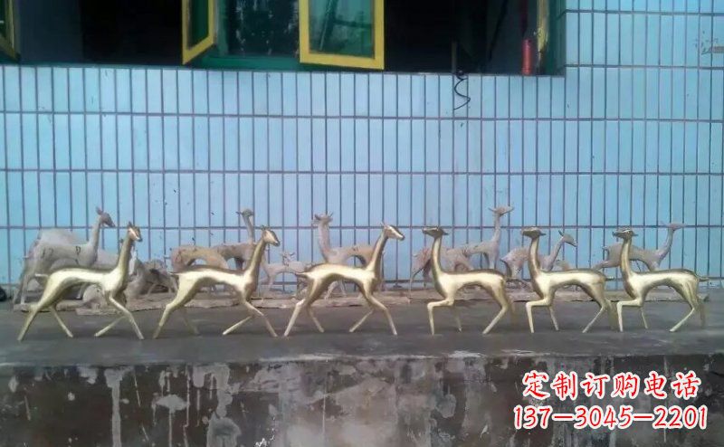 广西抽象小鹿公园动物铜雕