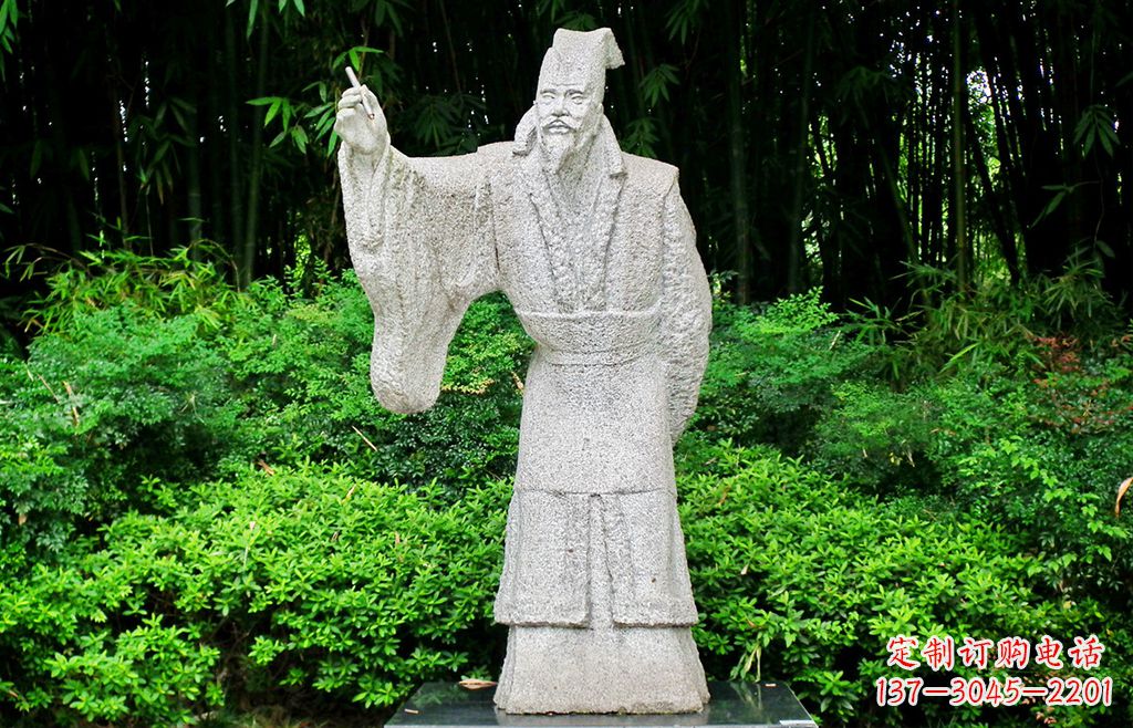 广西抽象写意白居易石雕塑像-中国古代著名诗人雕像