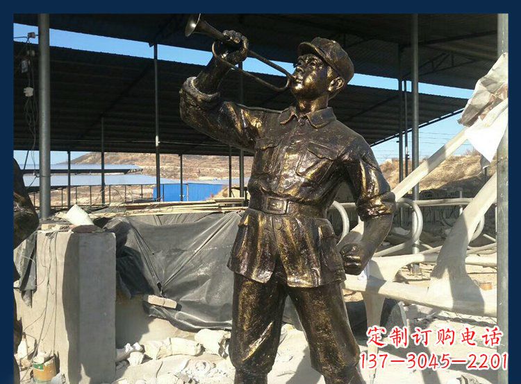广西冲锋号雕塑永远记住八路军