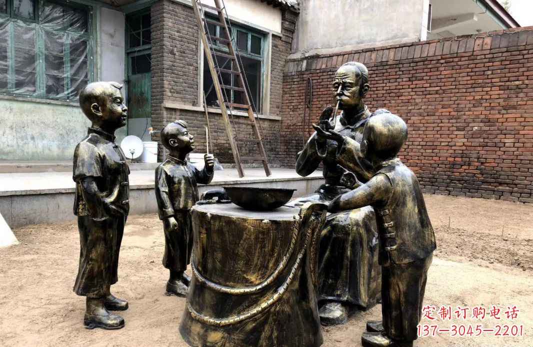广西吹糖人民俗铜雕12
