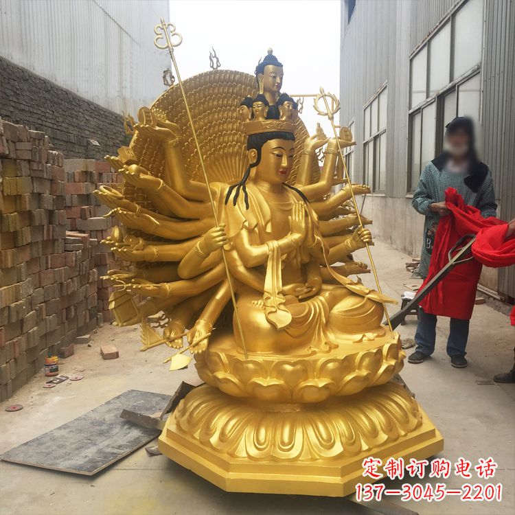 广西纯铜鎏金千手观音