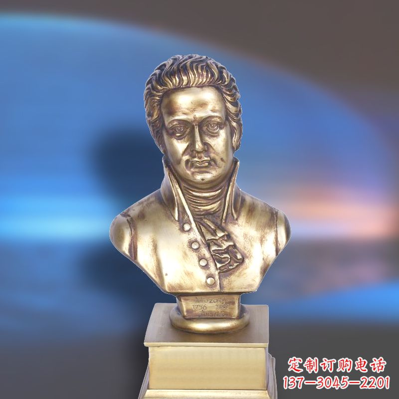 广西纯铜莫扎特头像雕塑