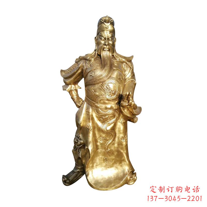 广西纯铜三国名将武圣关羽雕塑摆件