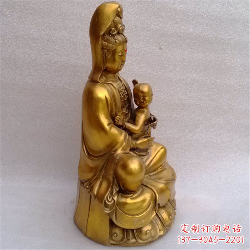 广西纯铜送子观音雕塑