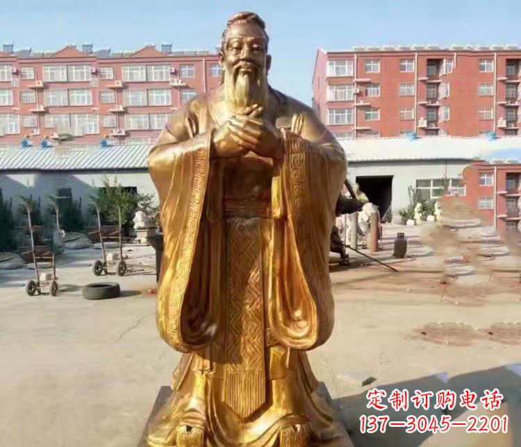 广西纯铜校园古代孔子人物铜雕塑