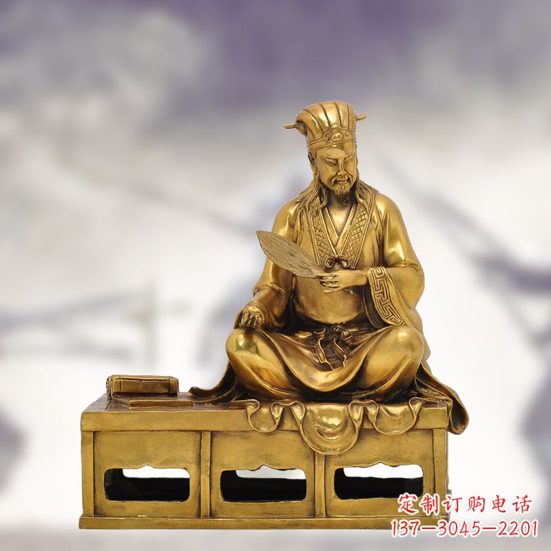 广西纯铜诸葛亮雕塑象征中国智慧
