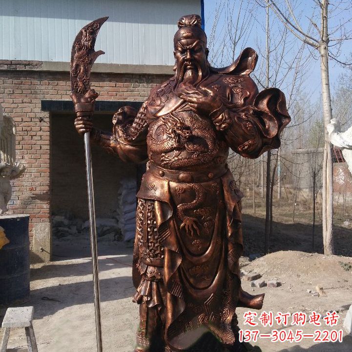 广西纯铜铸造关公雕像