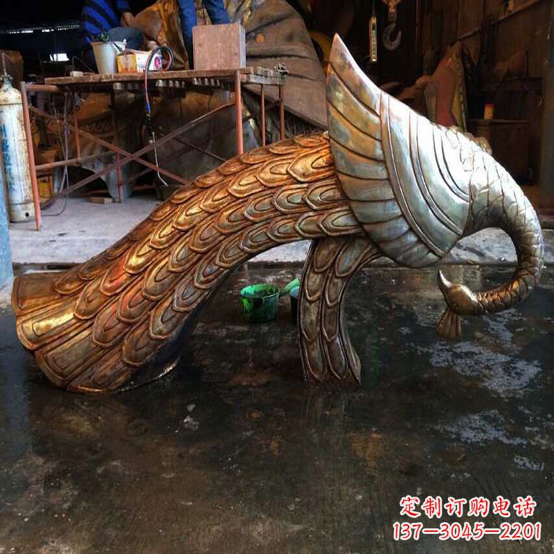 广西纯铜铸造孔雀雕塑