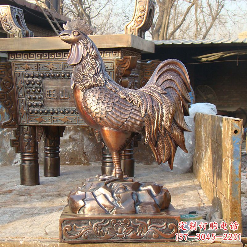 广西纯铜铸造生肖鸡雕塑摆件