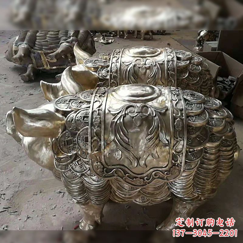 广西纯铜铸造猪铜雕-招财生肖动物风水雕塑