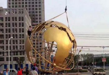 广西城市之美不锈钢镂空地球仪雕塑