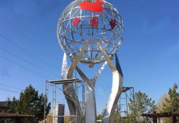 广西城市之星——不锈钢地球仪雕塑