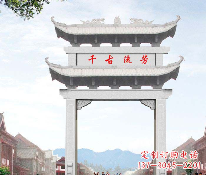 广西石雕牌坊一座传承传统的精美雕塑