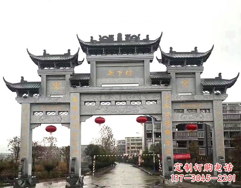 广西村庄石牌坊雕刻传统工艺的精美瑰宝