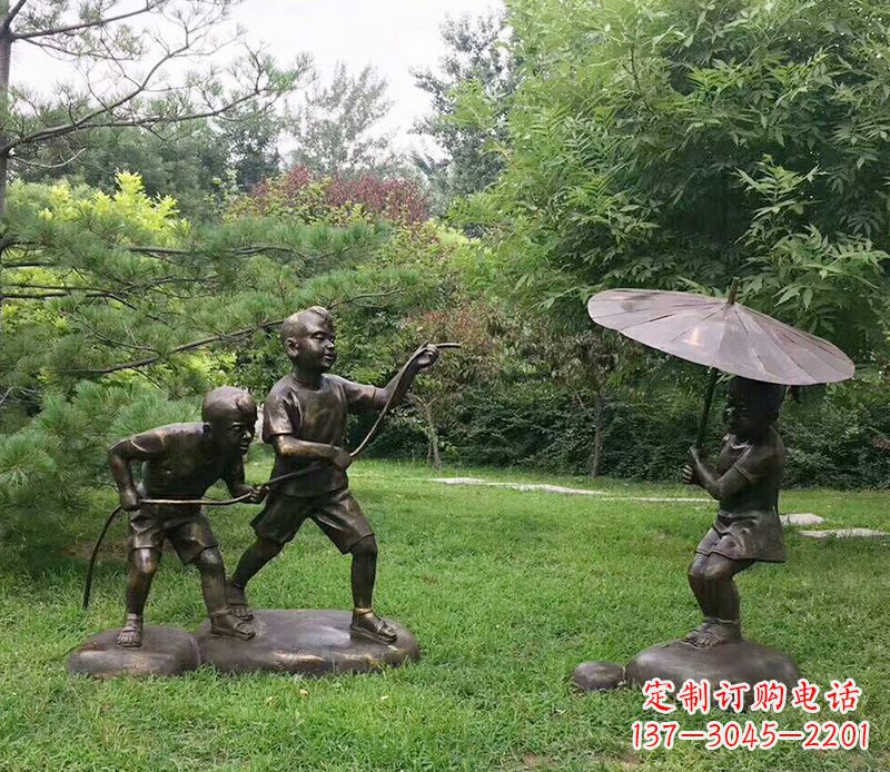 广西纪念儿童的美好时光——铜雕塑