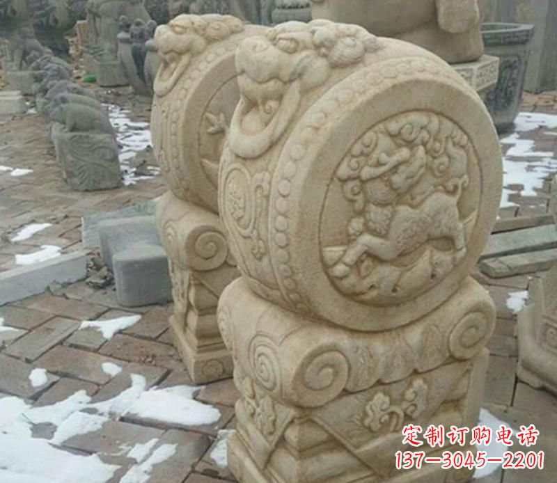 广西大理石抱鼓公园门墩雕塑——精美雕刻展现灵动之美