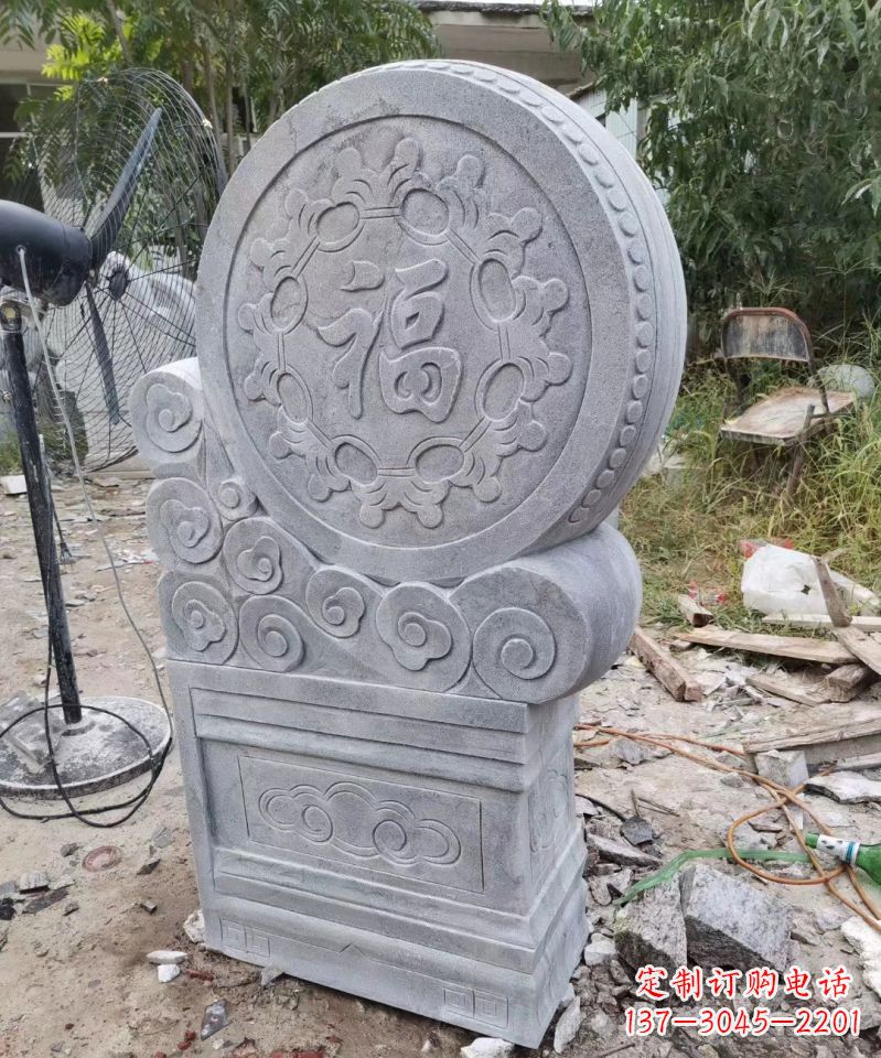 广西大理石抱鼓石雕门墩的美丽