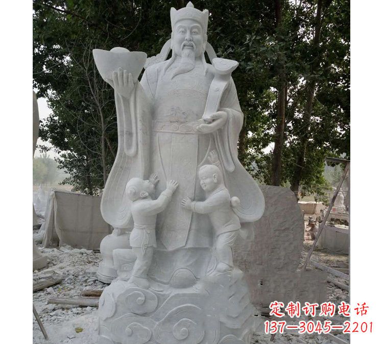 广西大理石财神雕塑——守护家庭繁荣