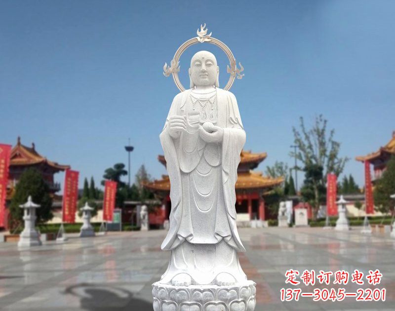 广西大理石地藏菩萨雕塑象征佛法的传承