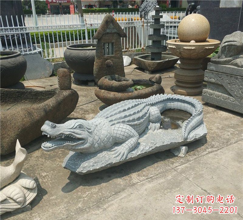 广西动物雕塑大理石鳄鱼