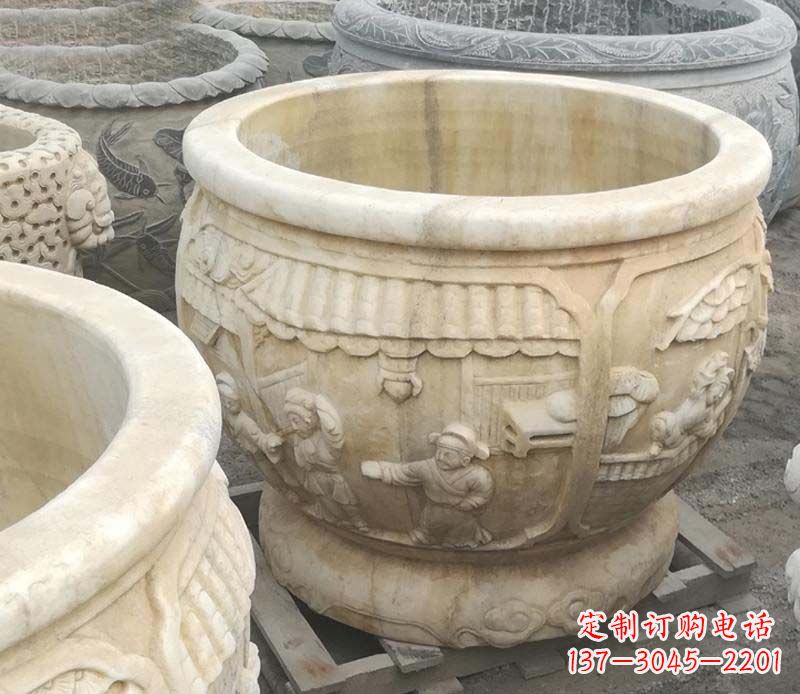 广西雕刻精美的大理石儿童水缸