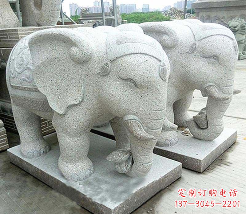广西大理石制作的精美招财大象雕塑