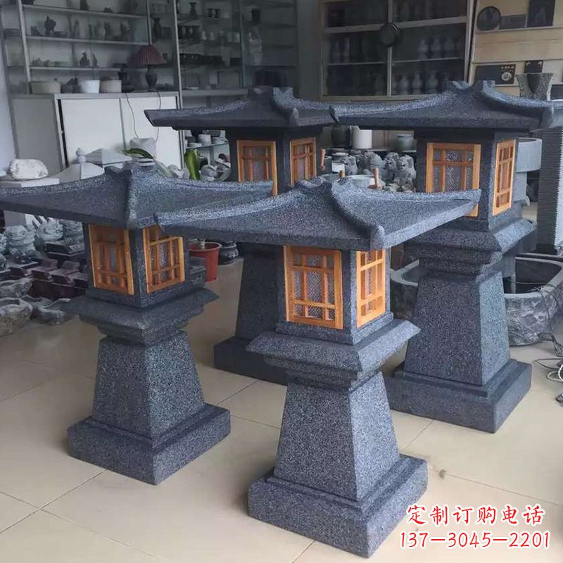 广西大理石仿汉阙石雕灯笼