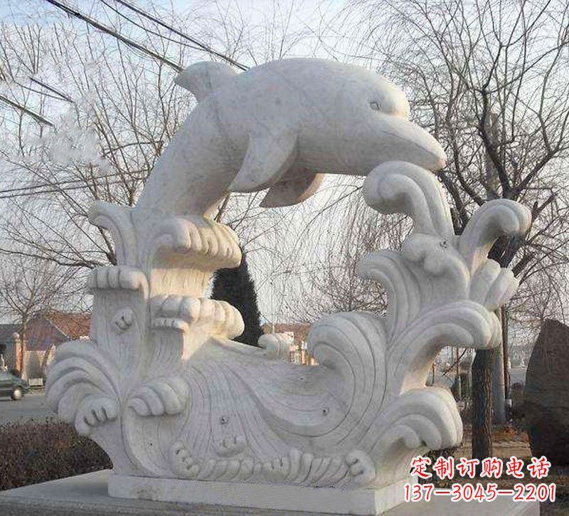 广西海豚浪花大理石雕塑
