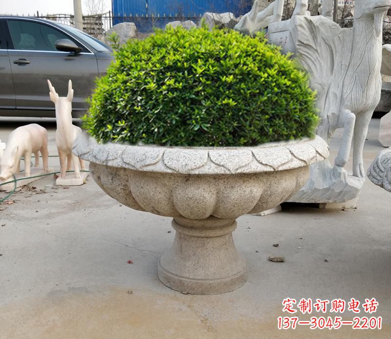 广西优雅大理石花盆雕塑