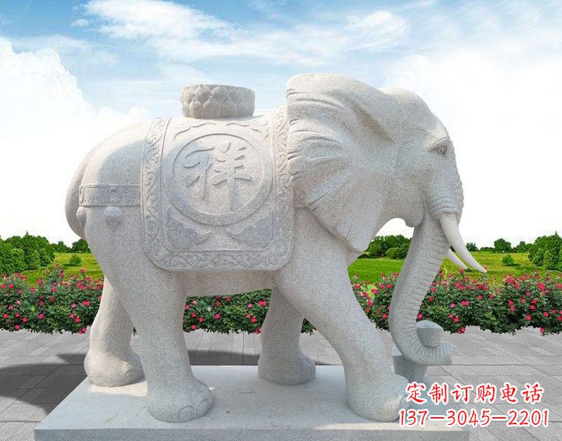 广西精美大理石大象雕塑