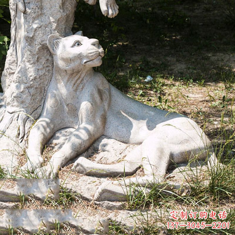 广西风采灵动的大理石金钱豹雕塑