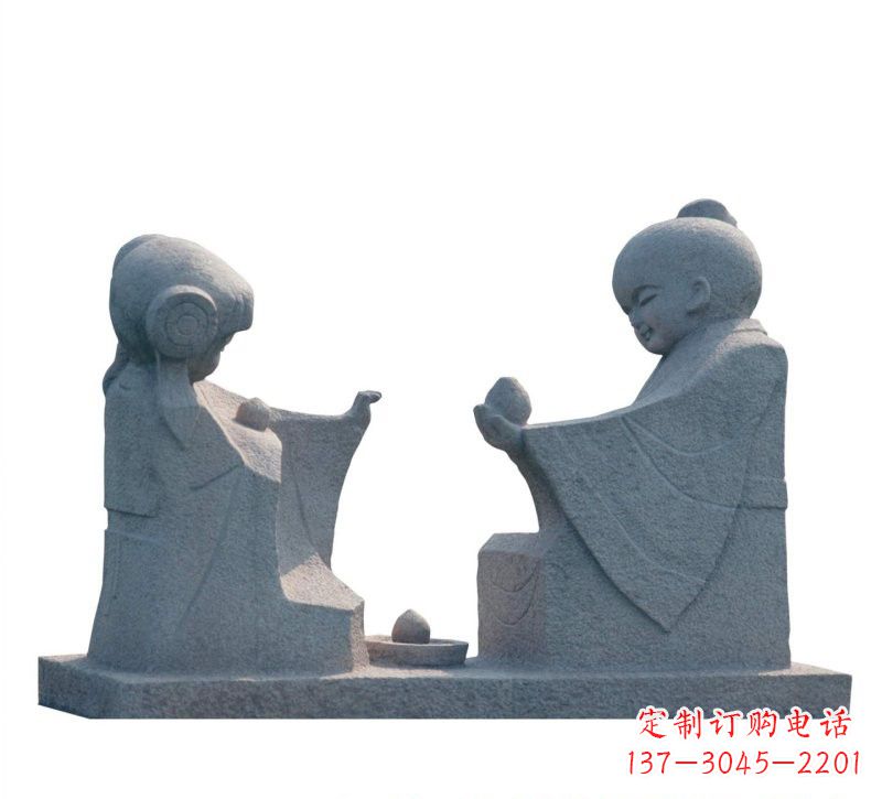 广西传统风情——大理石孔融让梨雕塑