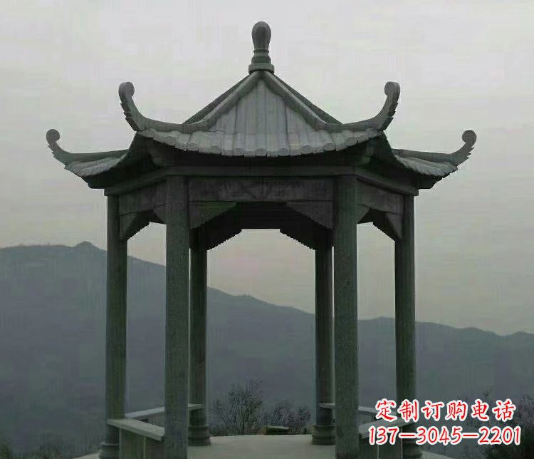 广西考究工艺,奢华大理石六角凉亭雕塑