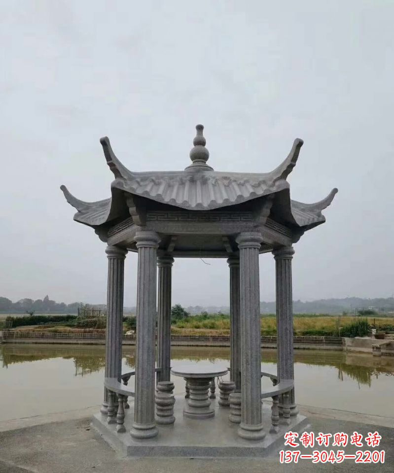 广西大理石凉亭石雕塑,优雅经典无双