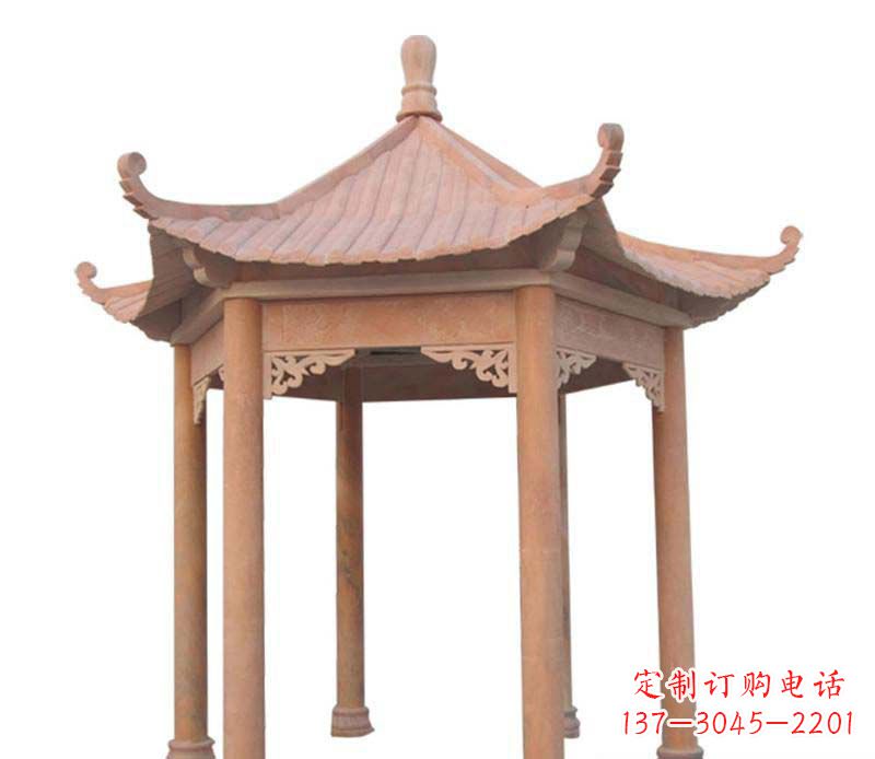 广西大理石六角凉亭雕塑
