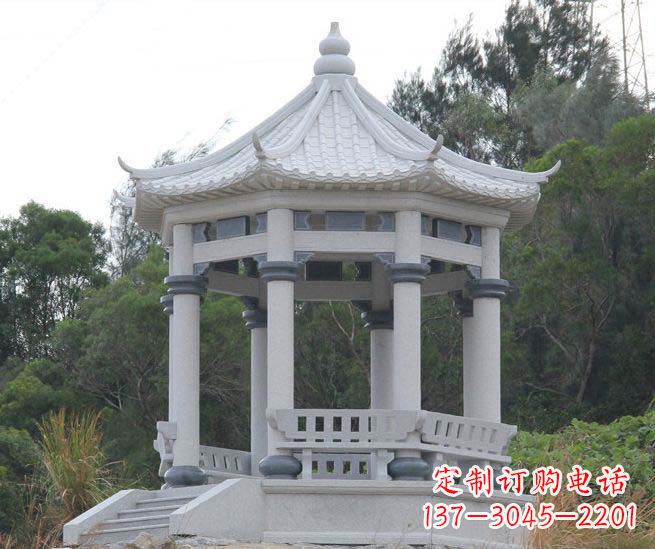 广西大理石六角石雕凉亭营造舒适环境的完美体现