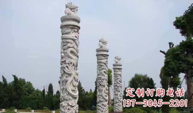 广西精美大理石龙柱雕塑