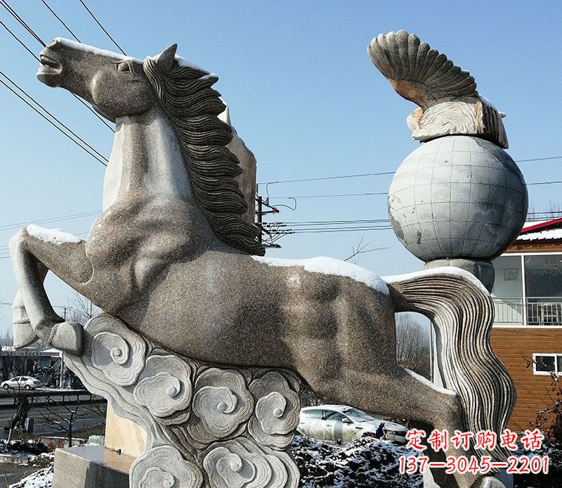 广西大理石马踏祥云石雕