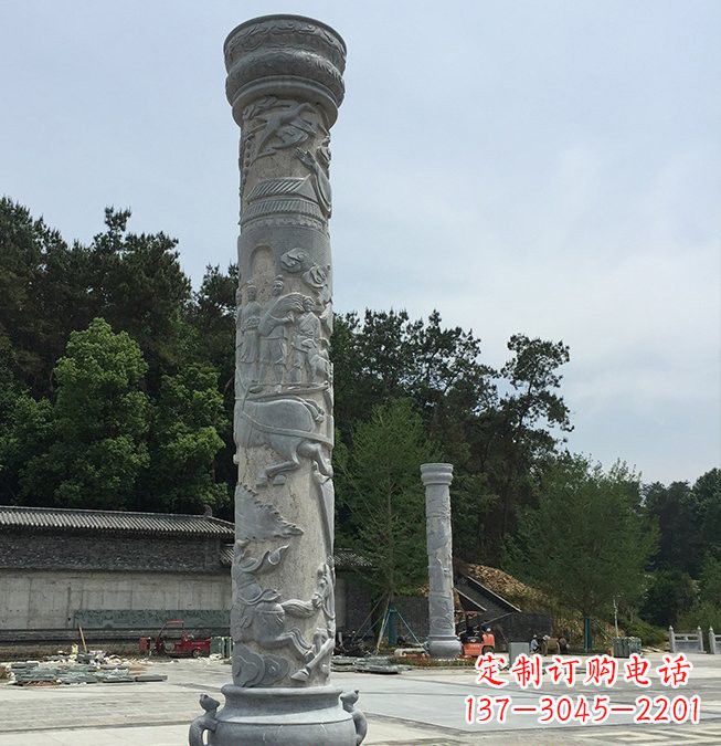 广西大理石龙柱雕塑