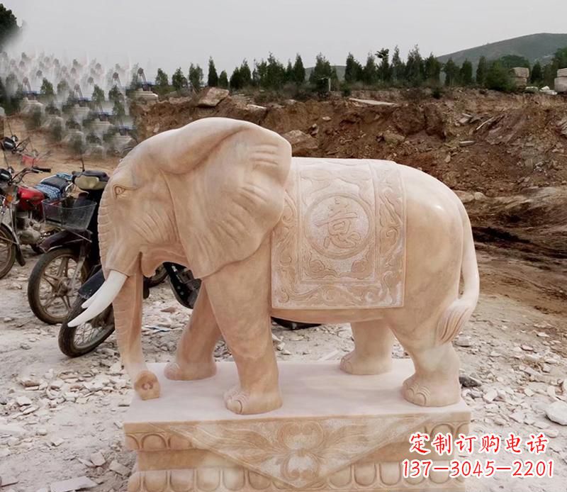 广西优雅大象大理石雕塑