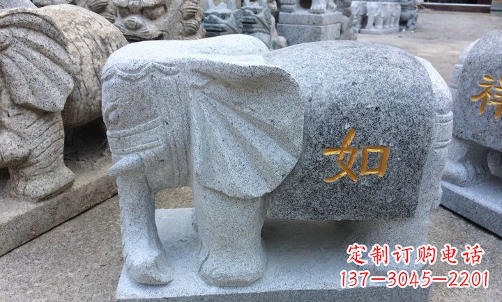 广西精美大理石石象雕塑