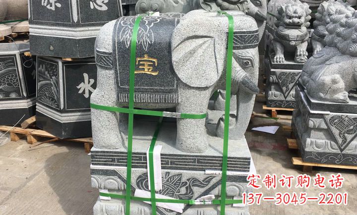 广西大理石大象门口石雕