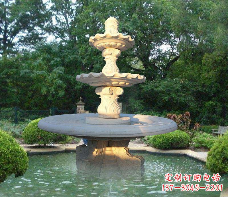 广西大理石三层喷泉雕塑