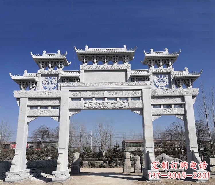 广西特色大理石牌坊石雕