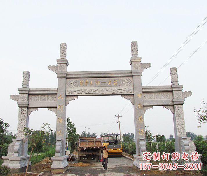 广西大理石牌坊石雕,艺术精髓永不凋零