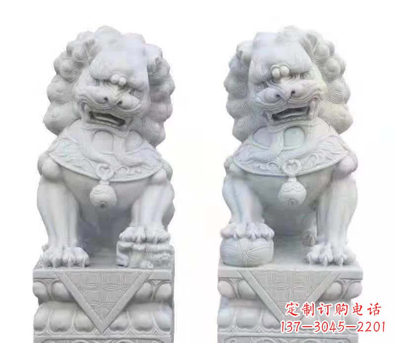 广西大理石狮子雕塑震撼视觉、传承文化