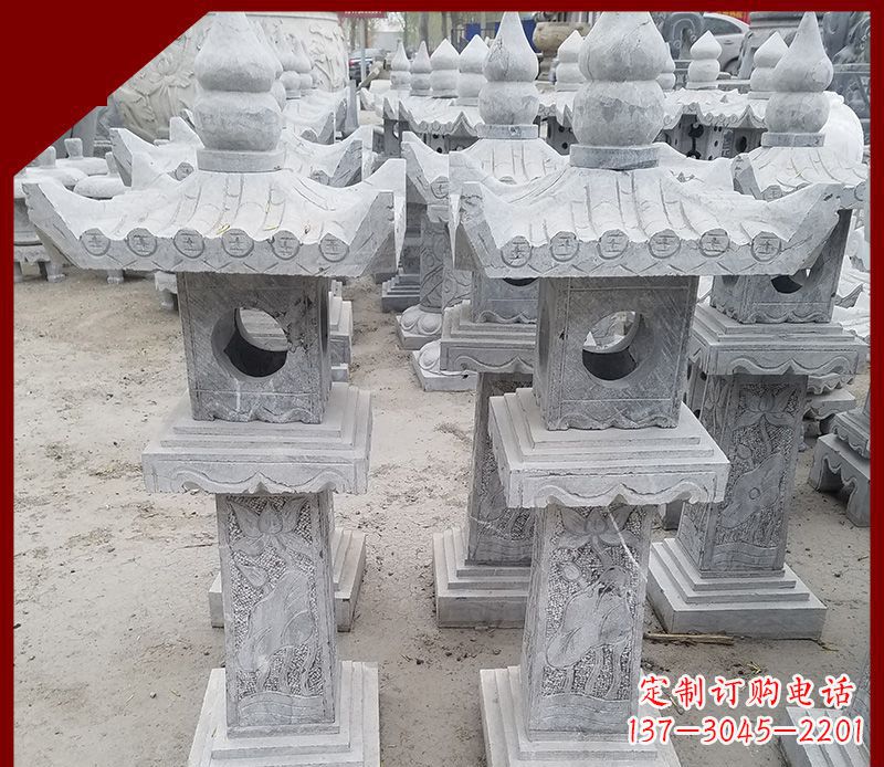 广西精美大理石石灯笼雕塑